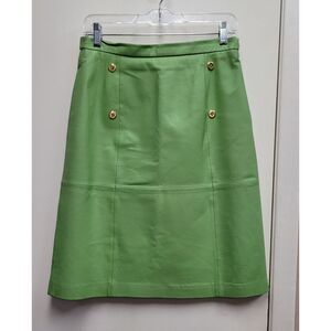 Terry Lewis Classic‎ Luxuries Lime Green Leather Skirt Women's Size 8